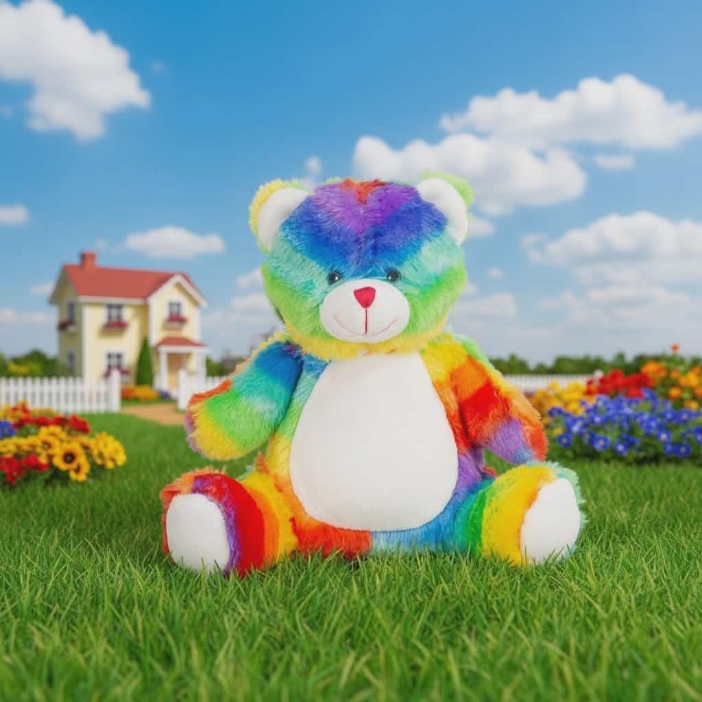 Rainbow Teddy Bear with personalised embroidery