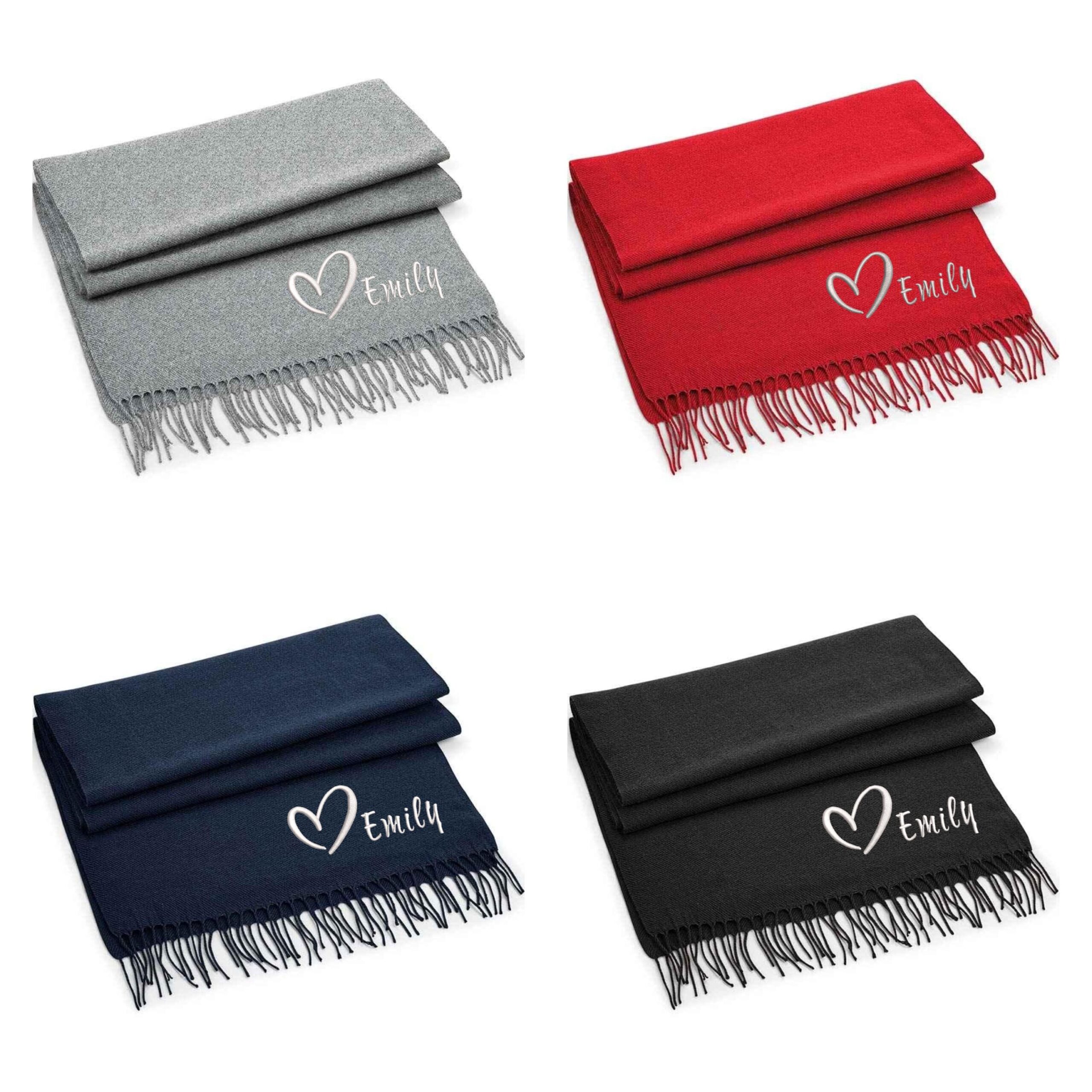 Embroidered Heart Scarf, stylish winter accessory