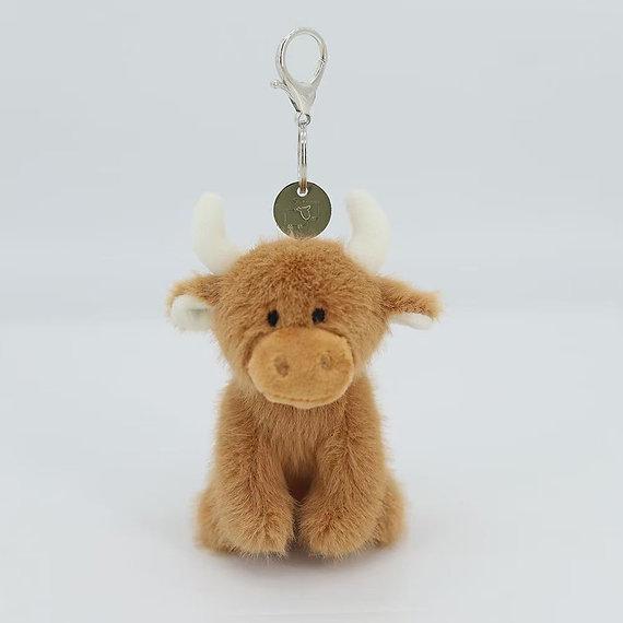 Highland Brown Cow Keyring | Personalised Bag Charm | Optional Laser Engraved Tag | Cute Highland Cow Gift | Keepsake Gift for Her Him - Image 3