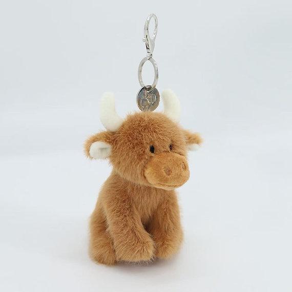 Highland Brown Cow Keyring | Personalised Bag Charm | Optional Laser Engraved Tag | Cute Highland Cow Gift | Keepsake Gift for Her Him - Image 4