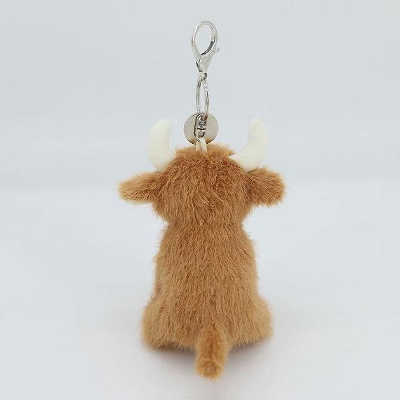 Highland Brown Cow Keyring | Personalised Bag Charm | Optional Laser Engraved Tag | Cute Highland Cow Gift | Keepsake Gift for Her Him - Image 5